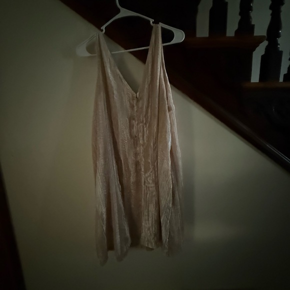 LOFT Crushed Velvet Sleeveless Shift Dress Nude Champagne Beige Sz 12 NWT Blush - Picture 5 of 9